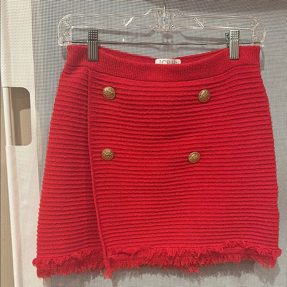 J. Crew Red Ribbed Mini Skirt Cocktail
